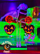 Load image into Gallery viewer, Pumpkin Heart Earrings (Classic Black)