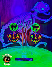Load image into Gallery viewer, Pumpkin Heart Earrings (Black+Glow)