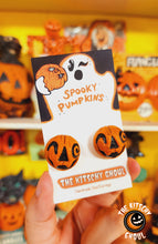 Load image into Gallery viewer, Large 'Spooky Pumpkin' Stud Earrings