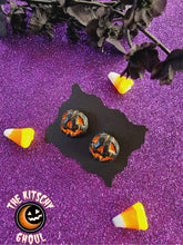 Load image into Gallery viewer, Spooky Pumpkins Stud Earrings: Reverse Color