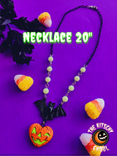 Load image into Gallery viewer, Pumpkin Heart Necklace (Orange+Glow)-- Different Wear Styles.
