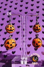 Load image into Gallery viewer, Spooky Starry Pumpkin Dangle Earrings
