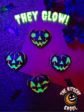 Load image into Gallery viewer, Pumpkin Heart Earrings (Black+Glow)
