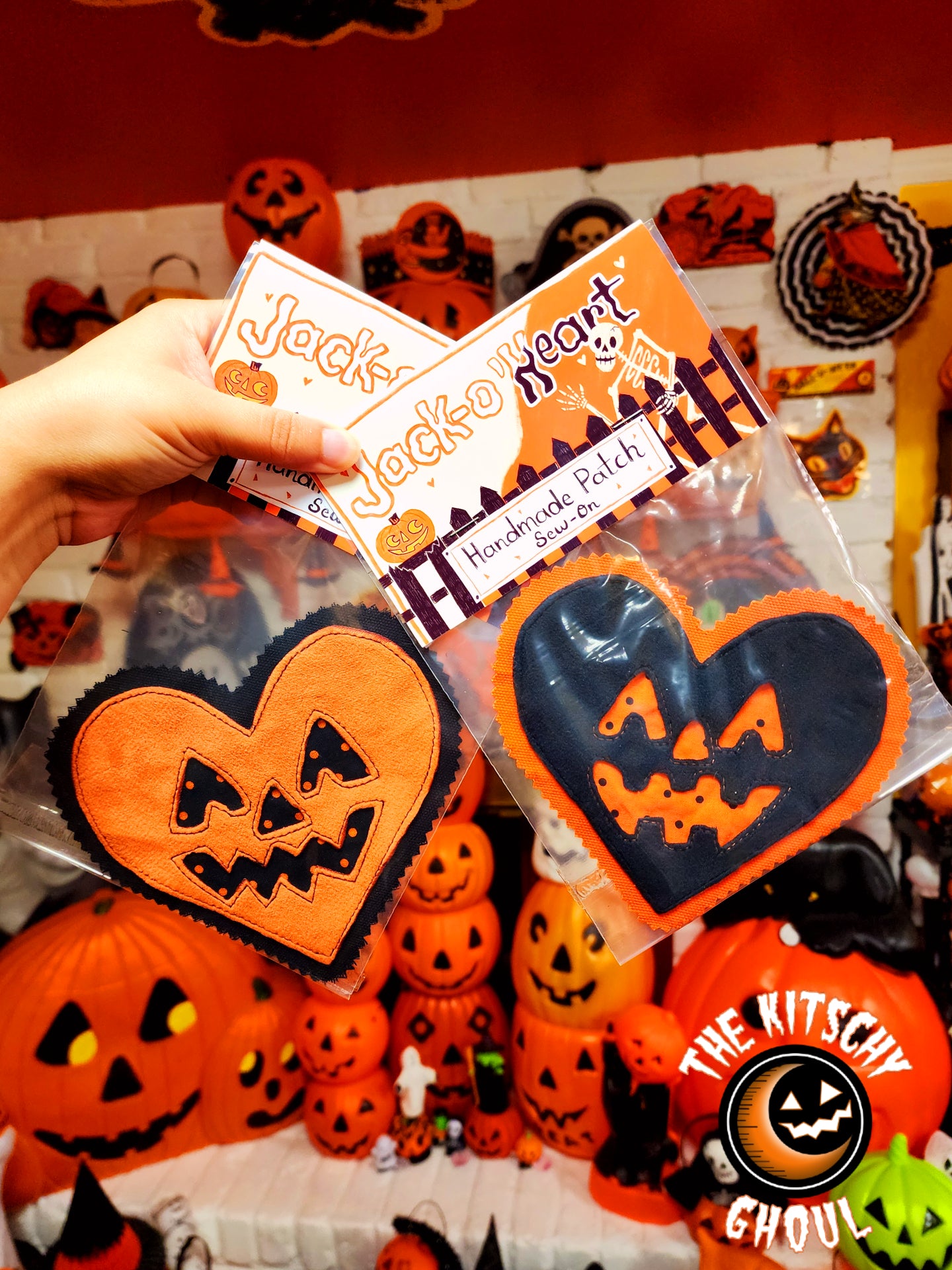 Handmade Pumpkin Heart Patch (Sew On)
