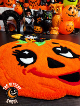 Load image into Gallery viewer, &#39;Kitschy Cat &amp; Pumpkin&#39; Handcrafted Tufted Rug
