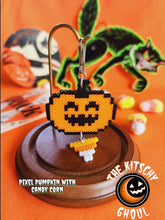 Load image into Gallery viewer, Trick or Treat Mystery Fabric Key fob w/ Spooky Charms
