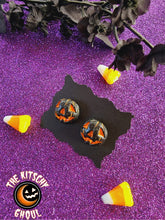 Load image into Gallery viewer, Spooky Pumpkins Stud Earrings: Reverse Color

